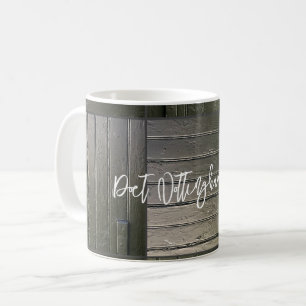 Mug Porte noire Patchwork Horloge Nom Texte Rustique