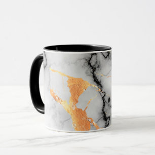 Mug Porte-pot en marbre noir, or et gris