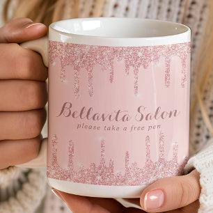 Mug Porte-stylo de salon en rose gold pailleté