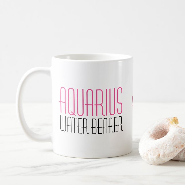 Mug Porteur d'eau Aquarius Zodiac Nom du texte Rose No (Avec donut)