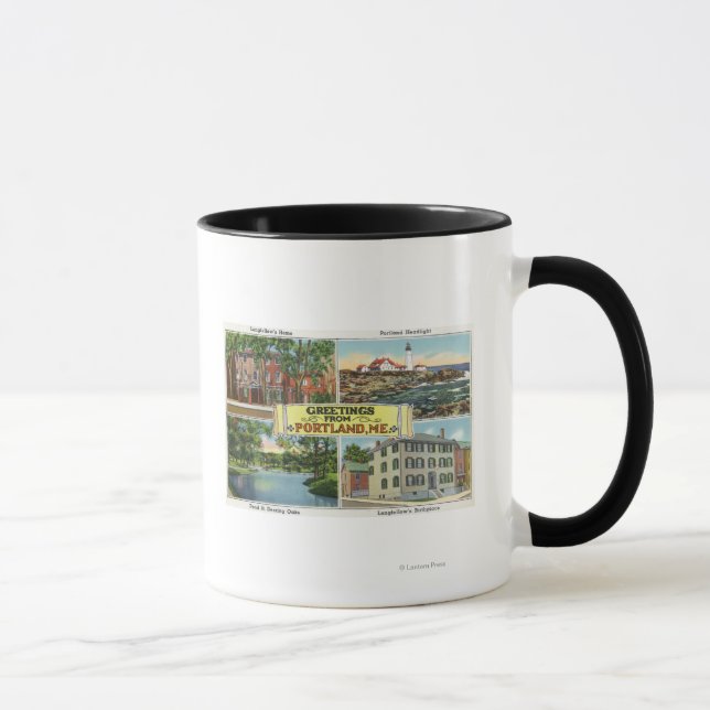 Mug Portland, MaineSalutations de avec Pittoresque (Droite)