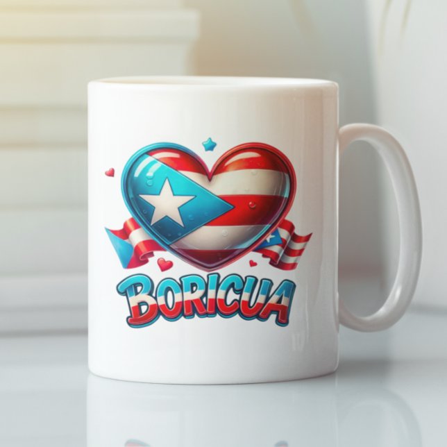 Mug Porto Rico Boricua Love Heart Flag (Puerto Rico Boricua Love Heart Flag Coffee Mug)