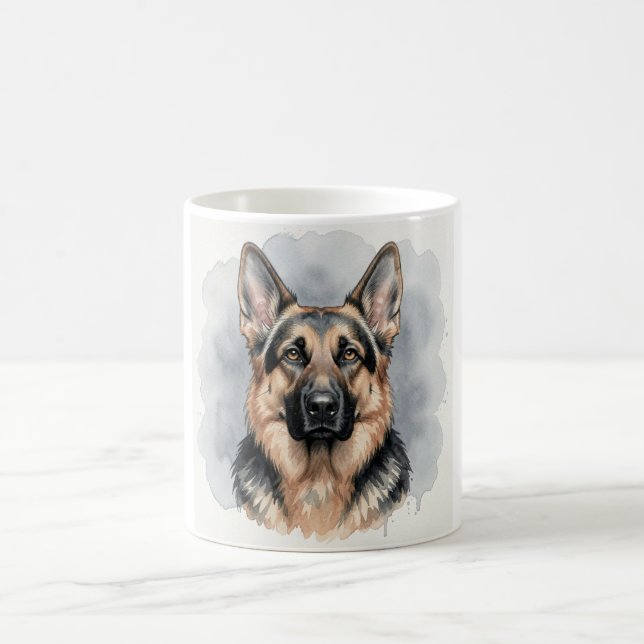 Mug Portrait aquarelle de Berger Allemand (Centre)
