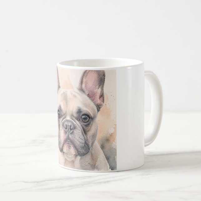 Mug Portrait aquarelle de Bouledogue Français (Devant droit)