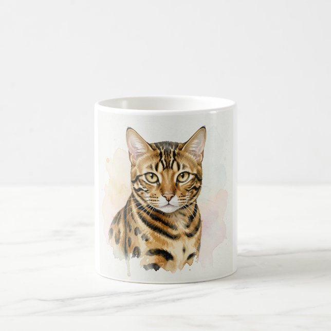 Mug Portrait aquarelle de chat Bengal (Centre)