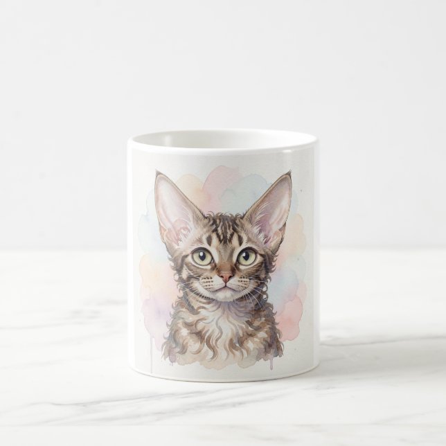 Mug Portrait aquarelle de chat Devon Rex (Centre)
