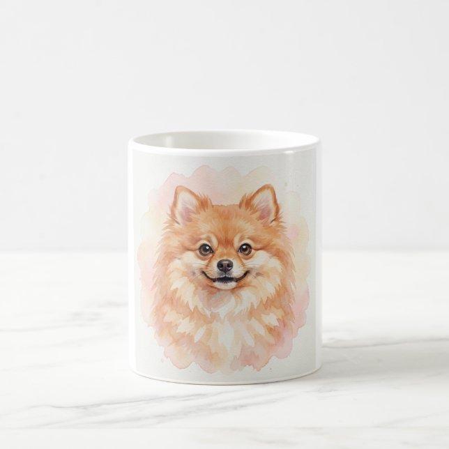 Mug Portrait aquarelle de Pomeranian (Centre)