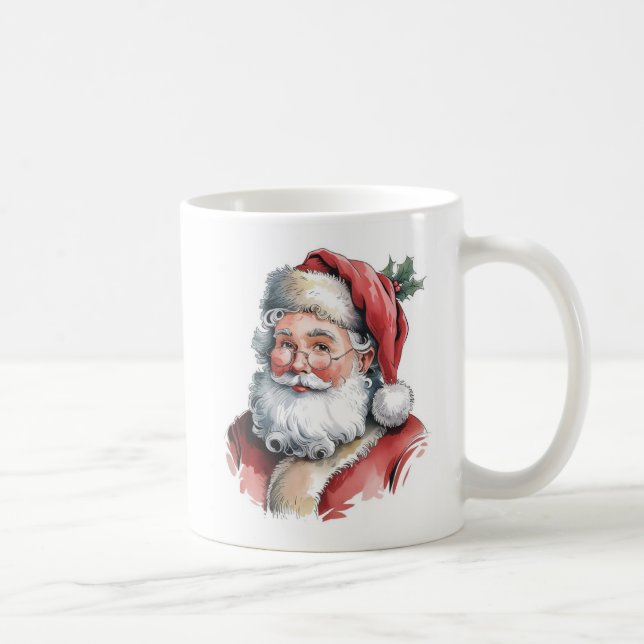 Mug Portrait aquarelle du Père Noël (Droite)