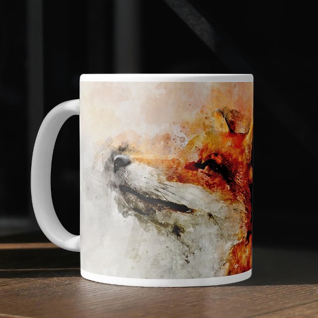 Mug Portrait aquarellé du renard roux 01 (Red Fox Watercolor Portrait 01. Coffee Mug)