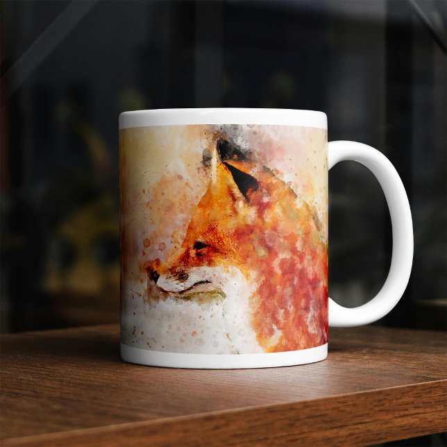 Mug Portrait aquarellé du renard roux 03 (Red Fox Watercolor Portrait 03. Coffee Mug)