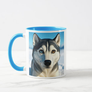 Mug Portrait attendrissant d'un chien de traîneaux.