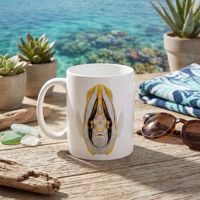Mug Portrait d'Angelfish rayé jaune (Créateur téléchargé)