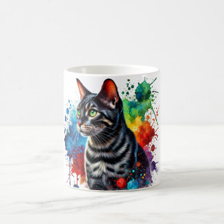 Mug Portrait d'aquarelle du chat au charbon de bois