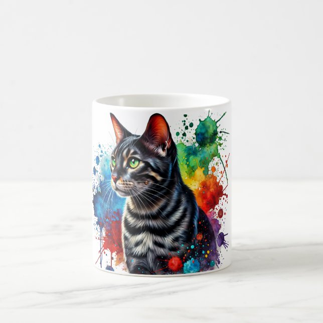 Mug Portrait d'aquarelle du chat au charbon de bois (Centre)