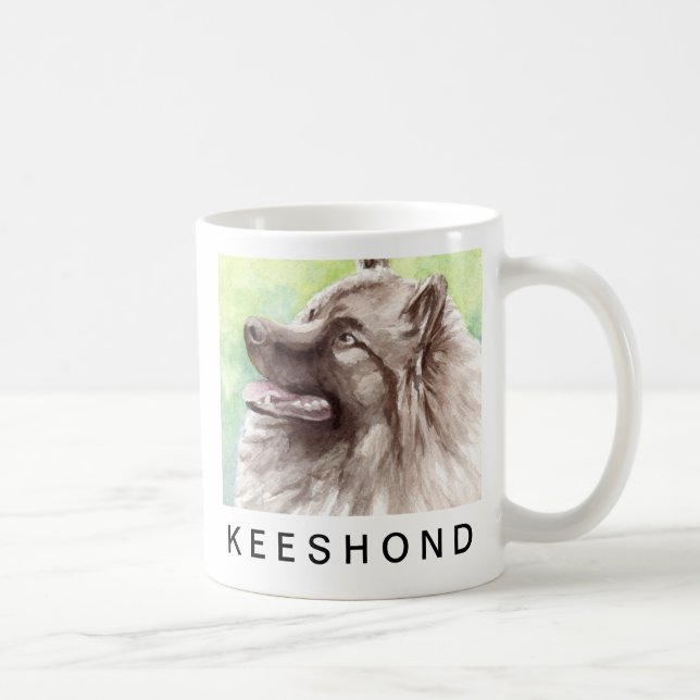 Mug Portrait d'aquarelle Keeshond (Droite)