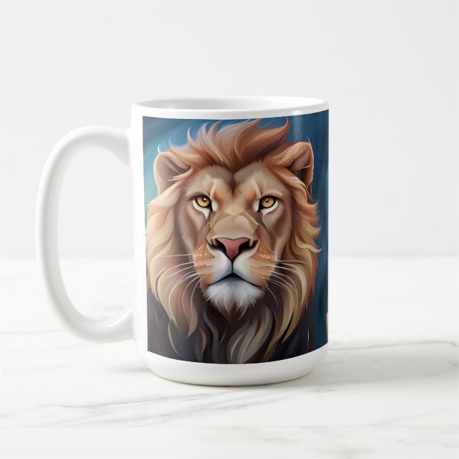 Mug Portrait d'art numérique de Lion-56556 (Gauche)