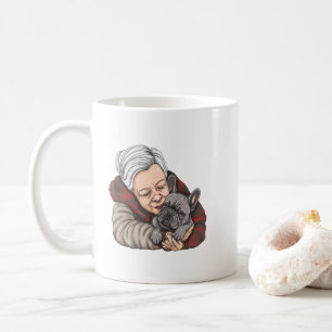 Mug Portrait de bande dessinée d'une vieille femme et 