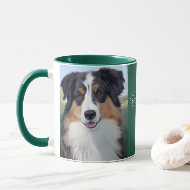 Mug Portrait de berger australien (Avec donut)