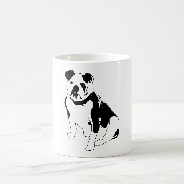 Mug Portrait de bouledogue assis en noir et blanc (Centre)