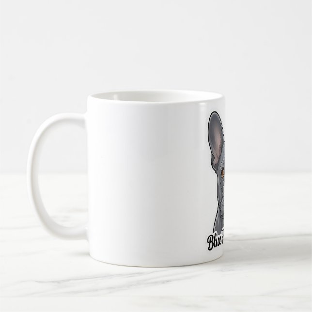 Mug Portrait de Bouledogue Français Bleu Design de Fre (Gauche)