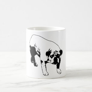 Mug Portrait de Bouledogue Lunatique en Ligne Noir et
