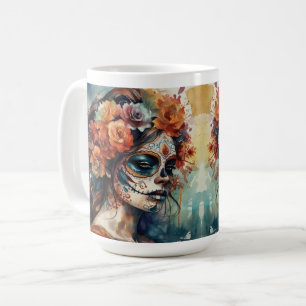 Mug Portrait de Catrina à l'aquarelle pour le Día de l