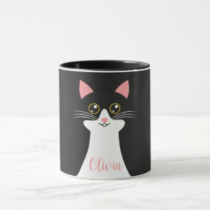 Mug Portrait de chat noir mignon du milieu du siècle