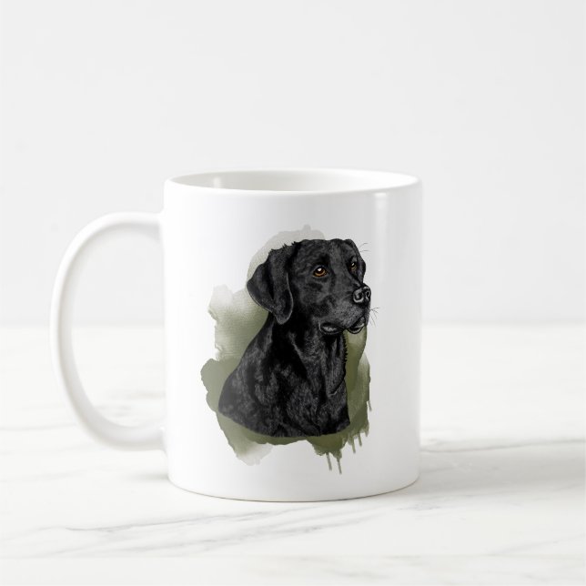Mug Portrait de chien Labrador Retriever noir à l'aqua (Gauche)