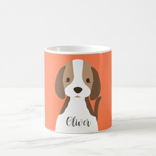 Mug Portrait de chien marron et blanc mignon (Centre)
