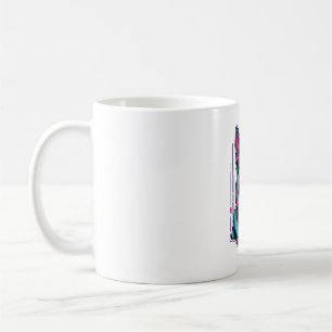 Mug Portrait de chien néon Gravure vintage Graphique_1