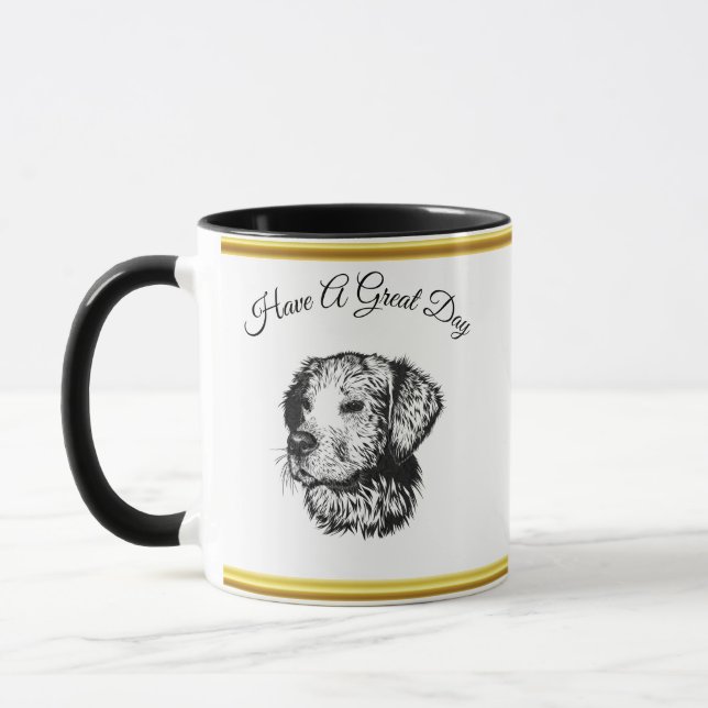 Mug Portrait de chiot d'or avec feuille d'or (Gauche)