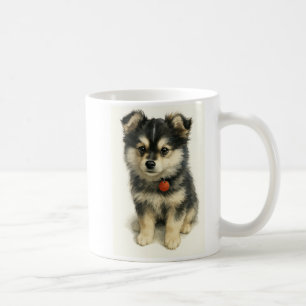 Mug Portrait de chiot Pomchi aquarelle adorable 