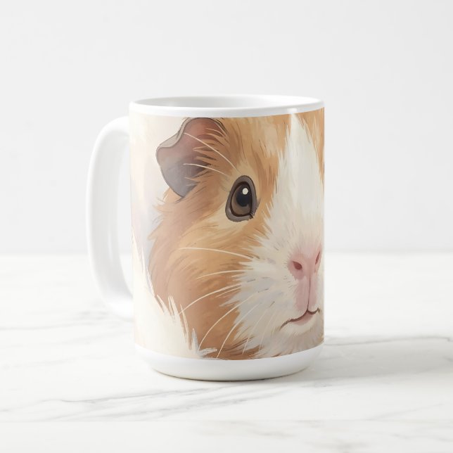 Mug Portrait de Cochon d'Inde Mignon et Fluffy (Devant gauche)
