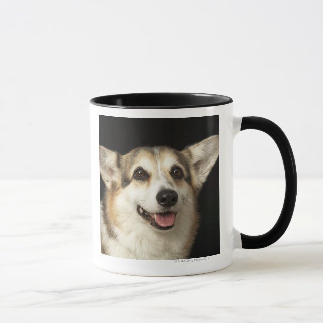 Mug Portrait de corgi noir, brun et blanc (Droite)