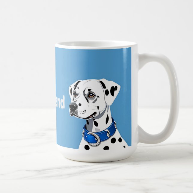 Mug Portrait de Dalmatien avec collier bleu (Droite)