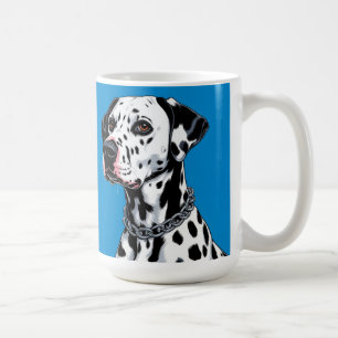 Mug Portrait de Dalmatien sur fond bleu