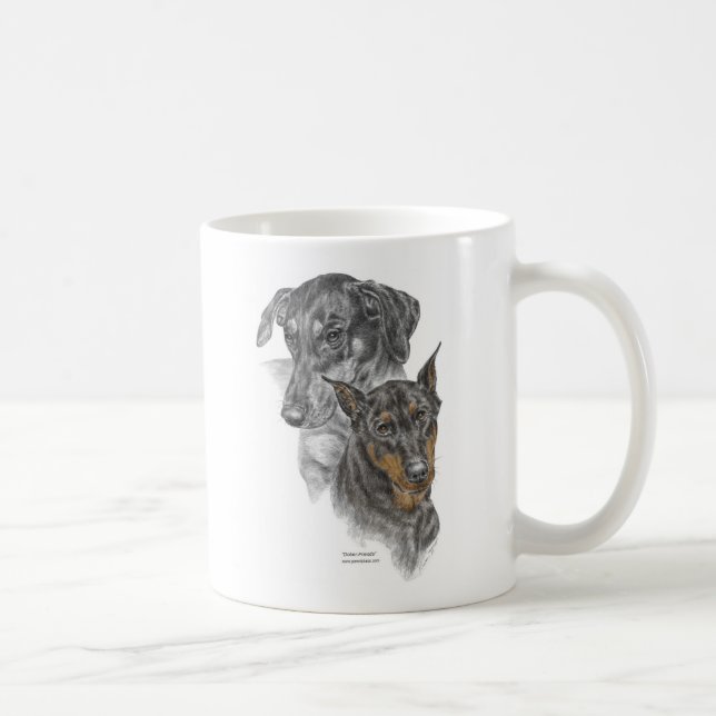 Mug Portrait de deux Dobermans (Droite)