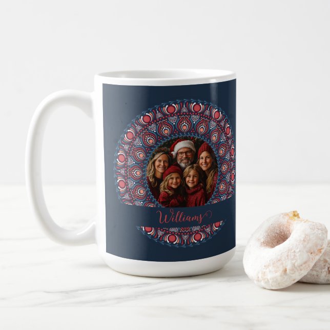 Mug Portrait de famille personnalisé Russet Christmas  (Avec donut)