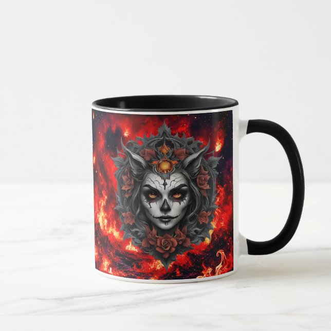 Mug Portrait de femme au visage aux motifs gothiques. (Droite)
