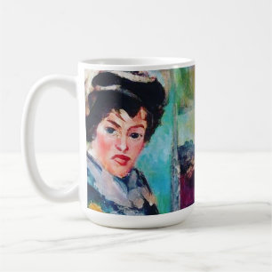Mug Portrait de femme vintage avec Arrière - plan Abst