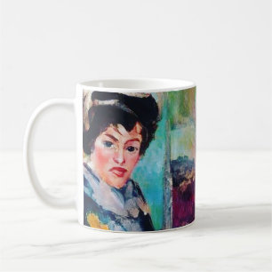 Mug Portrait de femme vintage avec Arrière - plan Abst