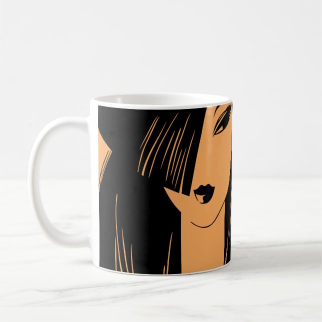 Mug Portrait de la fille aux cheveux rejetés (Gauche)