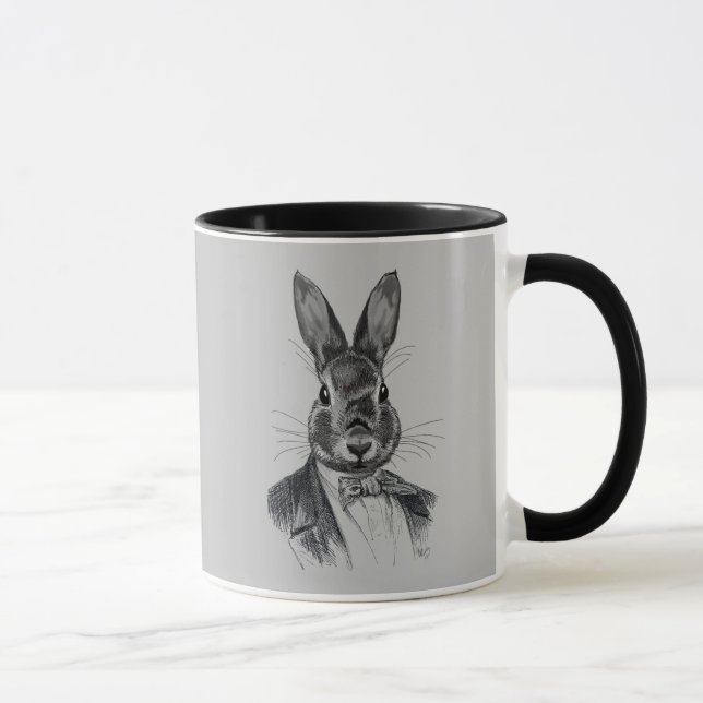 Mug Portrait de lapin en costume (Droite)