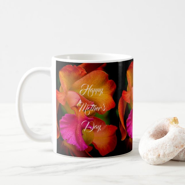 Mug Portrait de l'orchidée de Cattleya (Avec donut)