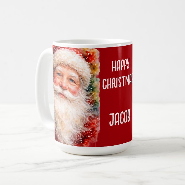 Mug Portrait de Noël joyeux Père Noël (Devant gauche)