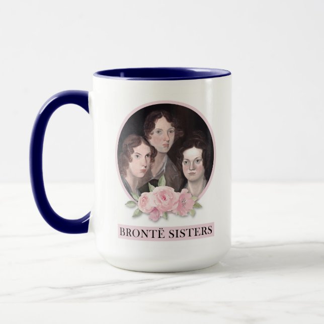 Mug Portrait de soeurs Bronte avec roses roses roses (Gauche)