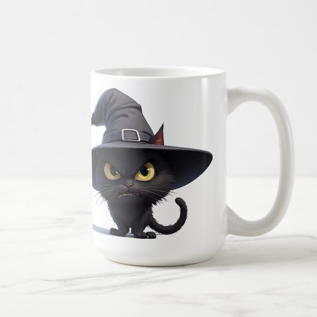 Mug Portrait de sorcière de chat noir effrayant pour l (Droite)