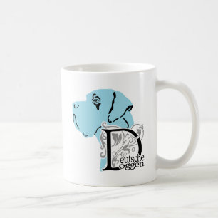Mug Portrait de tête de Dogue Allemand et nom de race