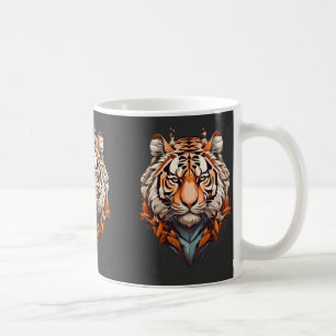 Mug Portrait de tigre, design minimaliste couleur oran