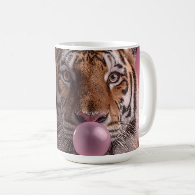 Mug Portrait de tigre du Bengale soufflant un bubble-g (Devant droit)